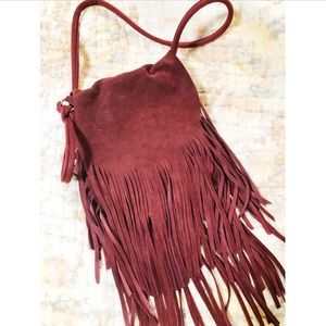 Over the shoulder suede fringe purse